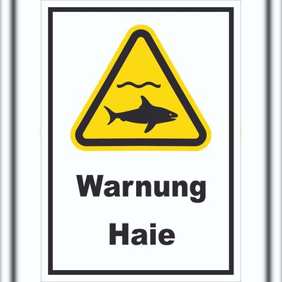 HB-Druck Schild Warnung Haie A3 Rückseite selbstklebend