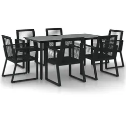 vidaXL 7-tlg. Garten-Essgruppe Schwarz PVC-Rattan