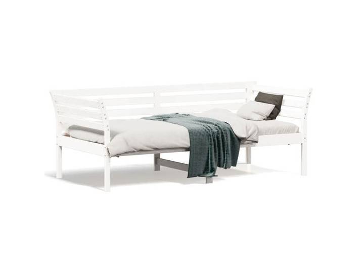 Lit simple - Banquette lit - 90x190 cm - Bois de pin massif - Blanc - Design classique