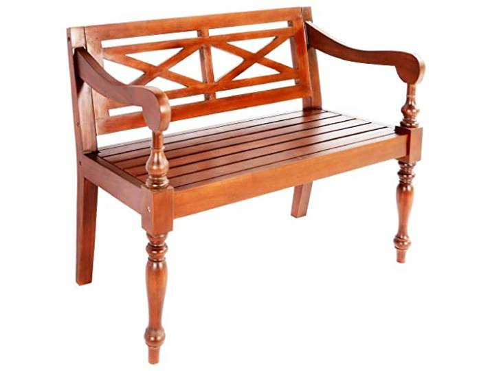 TEKGHUT Sitzbank aus Massivem Mahagoniholz 98 cm Dunkelbraun mit Armlehnen Massivholz, elegante Armlehnen, pflegeleicht, stabil, einfache Montage, vielseitig einsetzbar