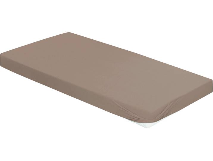 Spannbettlaken BIERBAUM Jersey , grau (kitt), 1 Stk., Jersey, 90-100x190-220 30cm, Jersey, Obermaterial: 95% Baumwolle, 5% Elasthan, Bettlaken, Spannbettlaken, 95 % Baumwolle und 5 % Elasthan für optimale Weichheit und Dehnbarkeit