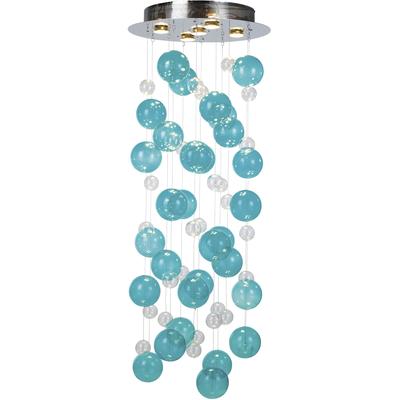 NÄVE LED Pendelleuchte "Explosion", blau (türkis), 5, Ø 45cm H: 124cm, 1 Stk., Leuchten, kleine und große bunte Glaskugeln, inkl. GU10 Leuchtmittel warmweiß, LED Pendelleuchte