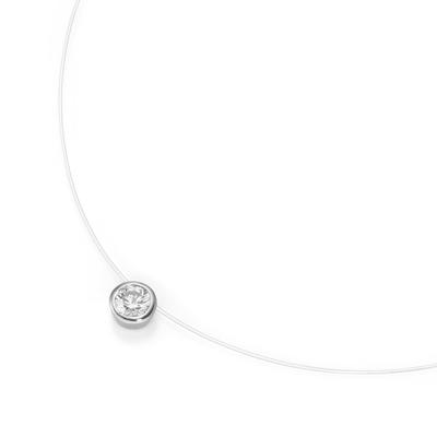 Collier SMART JEWEL "schwebender Stein, Zirkonia, Silber 925", silber, Halsketten, Damen, 45cm, Silber 925 (Sterlingsilber), Collier