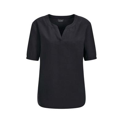 Schlupfbluse GOLDNER "Blusenshirt mit feiner Streifenstruktur", Damen, Gr. 40, schwarz, Obermaterial: 100% Polyester PES., gerade, V-Ausschnitt, Blusen Schlupfbluse, figurschmeichelende Schnittführung