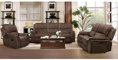 Furniture of America Kaen Transitional 3-Piece Manual Recliner Living Room Set with Pillow Top Arms