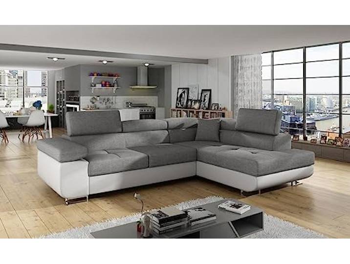 Ecksofa Olmo 275 x 202 x 90 cm Dunkelgrau/Weiß