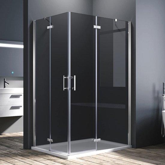 Famanu Duschkabine Eckdusche 80x100 cm mit Pendeltüren und NANO-Glas - Framelesses Design