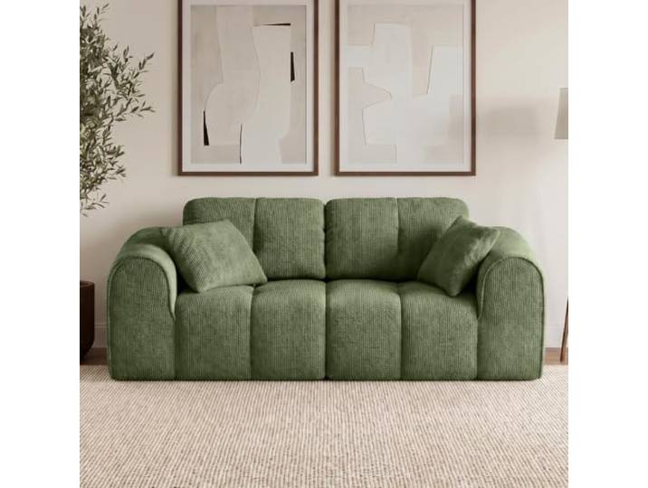 skølm Vanaheim Sofa 2-Sitzer, Dunkelgrün, Cloud Couch, Vollschaum, 2 Kissen Modulares Schlafsofa, Sofagarnitur 197 cm breit, Wohnzimmersofa, vakuumiert verpackt, Gästezimmer, kein Aufbau erforderlich