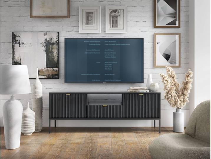Designer Lowboard Verilo - Schwarz - Schwarz - Luxusbetten24