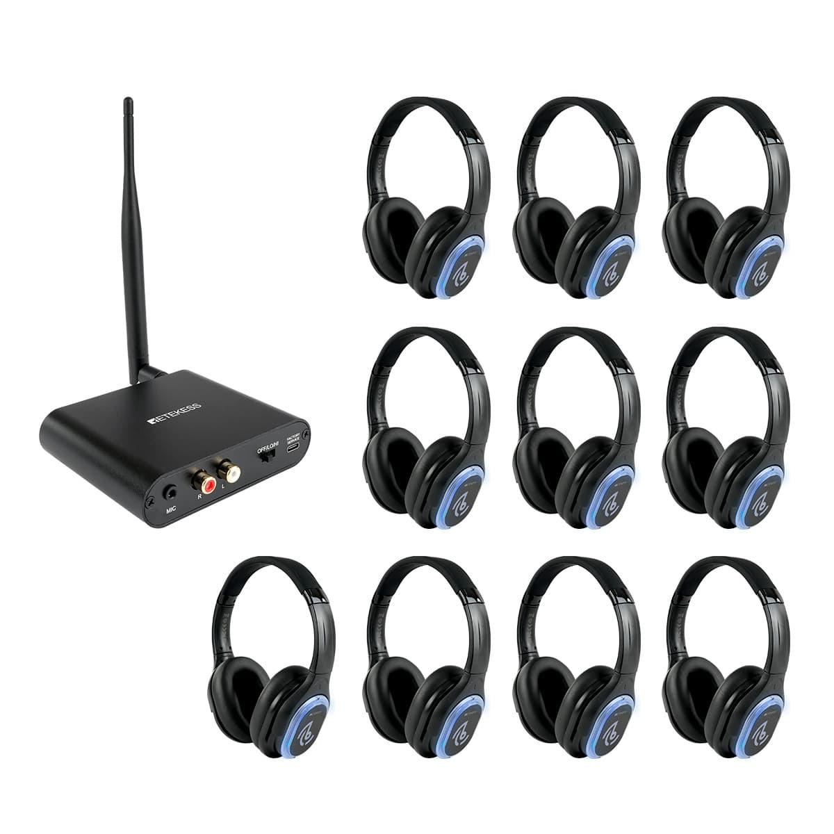 Retekess TA004 Silent Disco Startpakket met 3 kanalen en draadloze hoofdtelefoons voor televisie en feesten