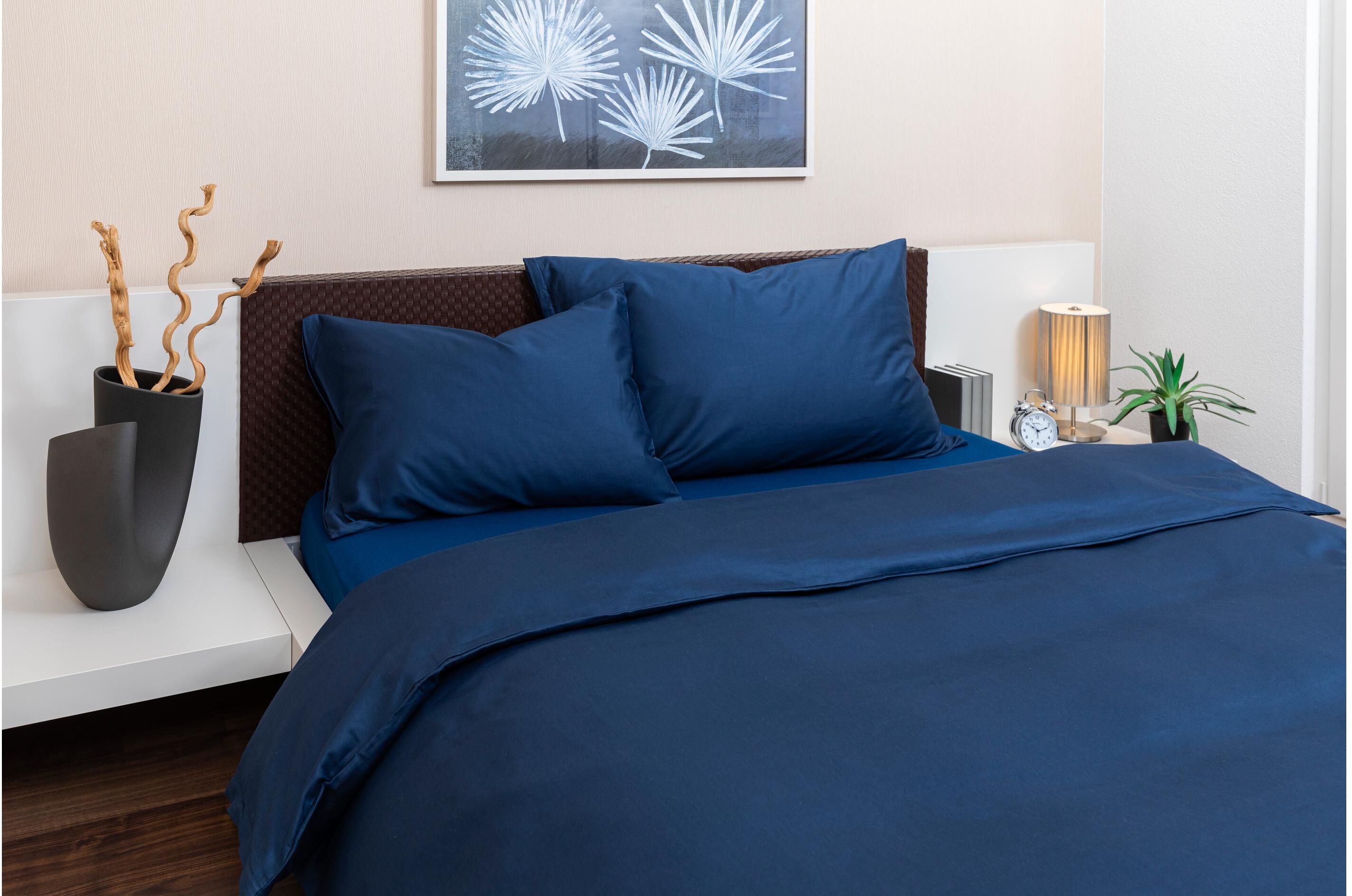 Bettbezug COCON "Perkal", blau (marineblau), B:160cm L:210cm, Perkal, Obermaterial: 100% Baumwolle, Bettbezüge, Bettbezug marineblau B/L: 160cm x 210cm, Perkal