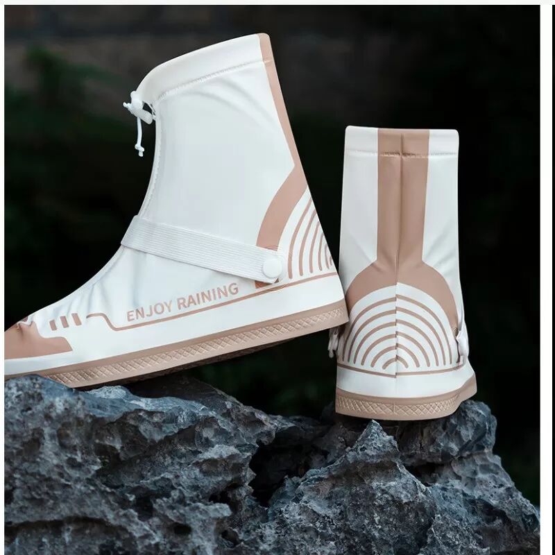 INF Wasserdichte PVC-Überschuhe – Knöchelhohe, dicke, rutschfeste Regenschuhüberzieher S