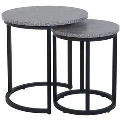 BEISTELLTISCH 2er-Set Rund Schwarz, Grau Dixie