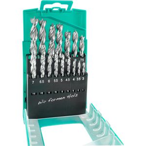 ENT Bohrer 09216, HSS-G-Spiralbohrer, 16-teiliges Set, 3 - 10,5 mm, Holzbohrer