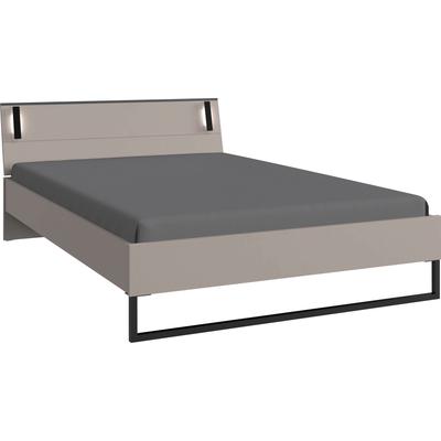 Futonbett WIMEX "Tilburg in verschiedenen Breiten erhältlich, inkl. LED Beleuchtung", schwarz (saharagrau, absetzung schwarz, saharagrau, absetzung schwarz, saharagrau, absetzung schwarz), B:148cm H:93cm L:210cm, Betten, Futonbett, Bett mit Metallkufe