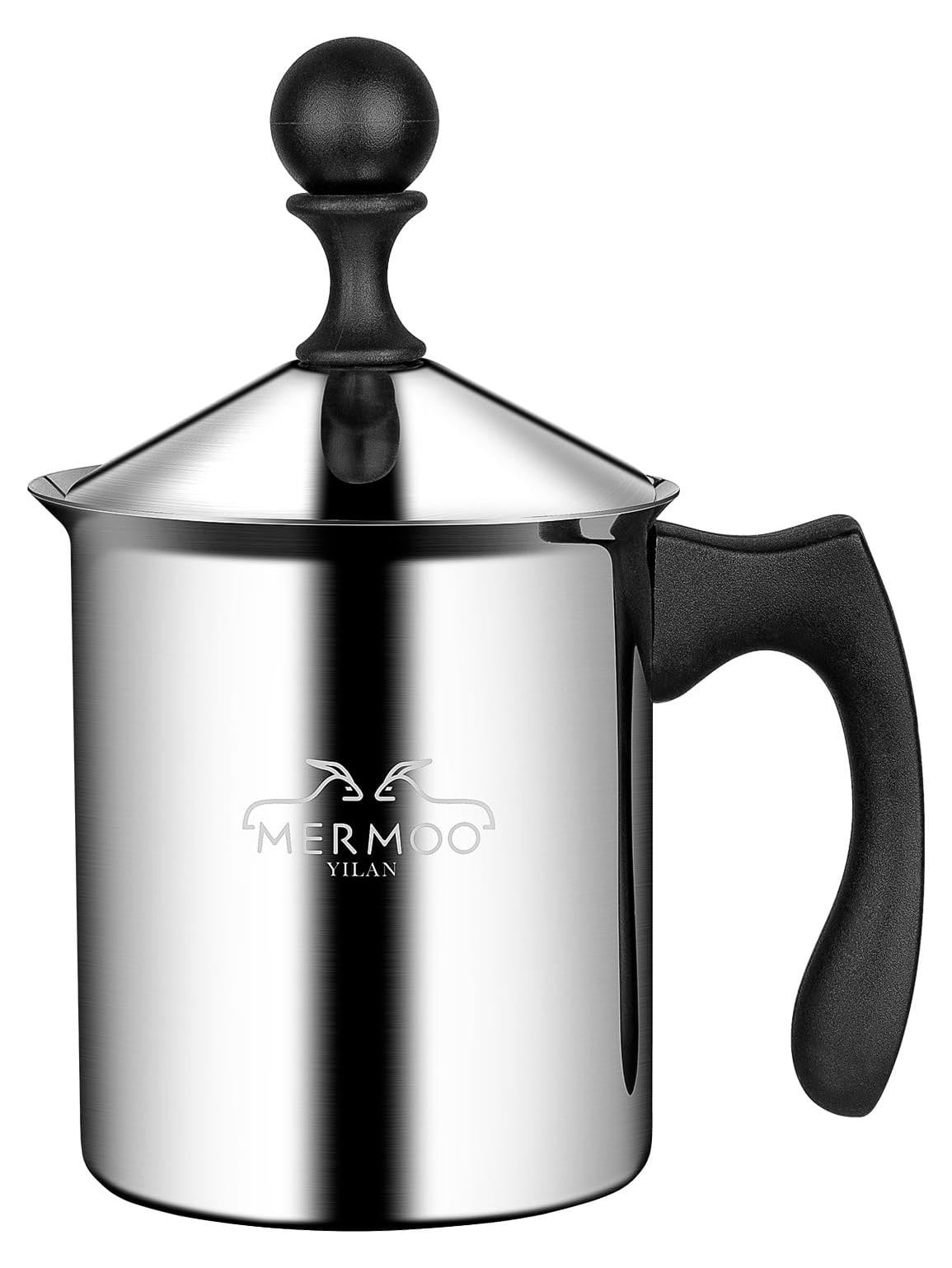 Dripio Melkopschuimer van roestvrij staal, 800 ml, handmatig, geschikt voor latte en cappuccino