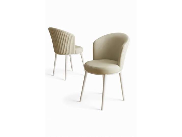 Modern Chair Set (6 Pieces), Cream & White, 45 x 87 x 41 cm 100% Metal Frame, Plywood Back, Babyface Fabric Stylish & Comfortable for Home & Hotel