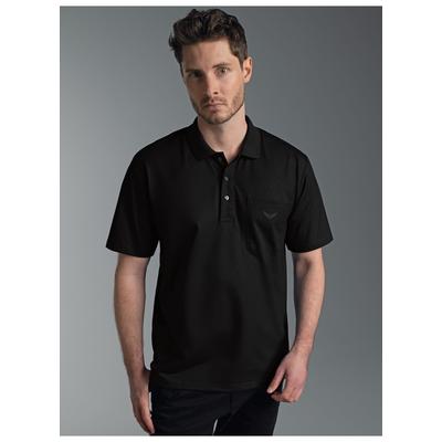 Poloshirt TRIGEMA "TRIGEMA Poloshirt aus Single-Jersey", Herren, Gr. 3XL, schwarz, Single Jersey, 100% Baumwolle, Basic, lang, ohne Ausschnitt, Shirts