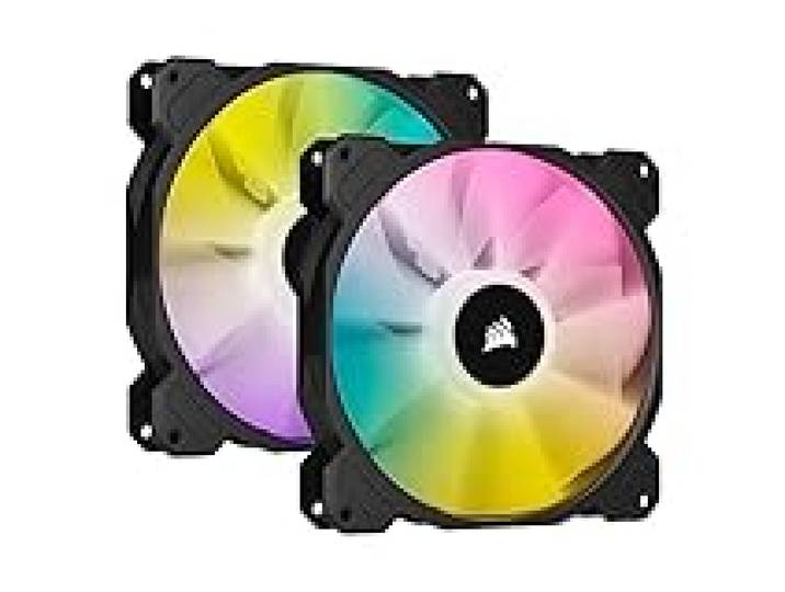 Corsair iCUE SP140 RGB ELITE Performance 140 mm Kit de Deux Ventilateurs avec Lighting Node CORE (Technologie CORSAIR AirGuide, Huit LED Paramétrables, Silencieux Niveau Sonore 18 dBA) Noir