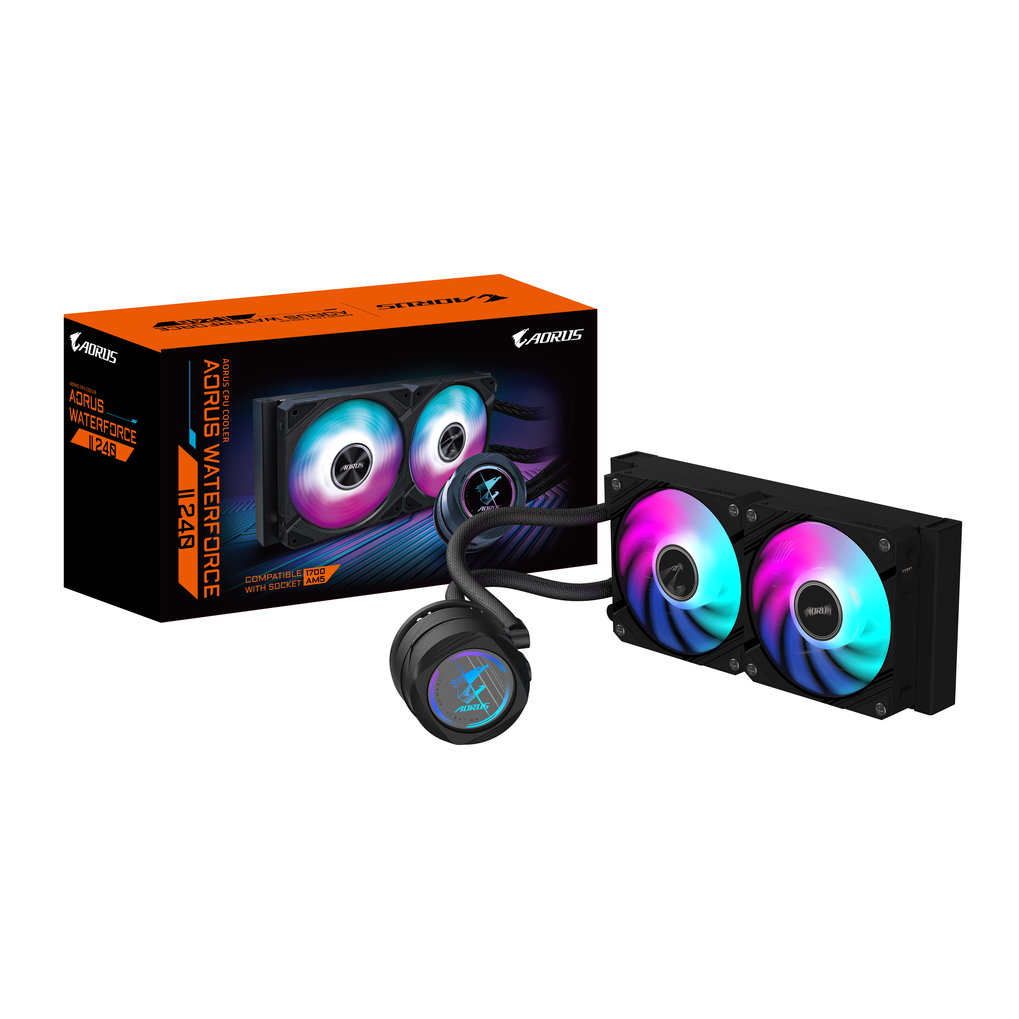 GIGABYTE AORUS Waterforce II 240 Wasserkühlung für AMD und Intel CPU, RGB Fusion GP-AORUS WATERFORCE II 240