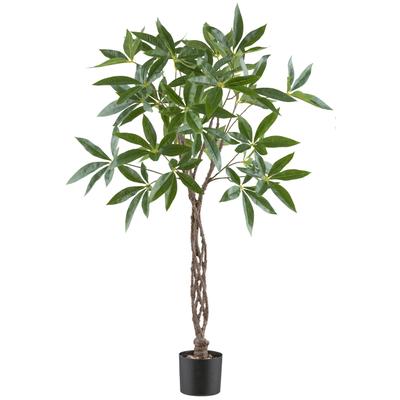 Kunstbaum CREATIV GREEN "Glückskastanie", grün, H:120cm, Kunststoff, Kunstpflanzen, mit geflochtenem Stamm