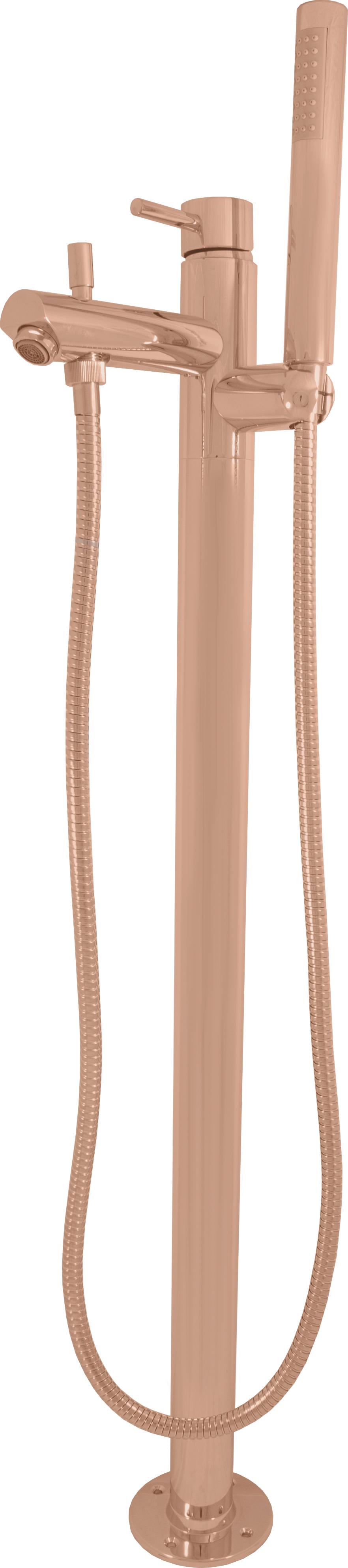Stehende Badarmatur Roségold poliertes Messing 93,2 cm mit Handbrause