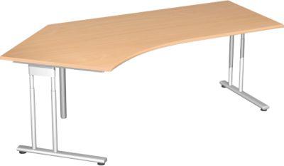 Winkelschreibtisch 135° PALENQUE, C-Fuß, Winkel links, B 2165 x T 800/1130 x H 720 mm, Buche