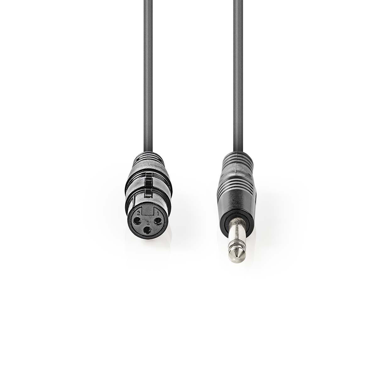 Nedis XLR-audiokabel met 6.35mm jack, 10 meter, antraciet