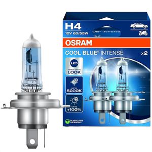OSRAM Auto-Lampe Cool Blue Intense, 5000 Kelvin, H4, 12 V / 60 Watt, Scheinwerferlampe, Halogen, 2 Stück