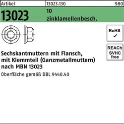Sechskantmutter R 13023 Flansch M12x1,5 10 flZnnc 720h-L 200St.