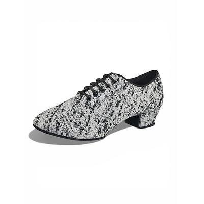 Professionelle Damen-Tanzschuhe, Schnürschuhe mit niedrigem Absatz für das Training, Vintage-Muster für den Ballsaal Lateinamerikanische Tanzschuhe für Damen, ideal für Training und Proben Tanzkurse