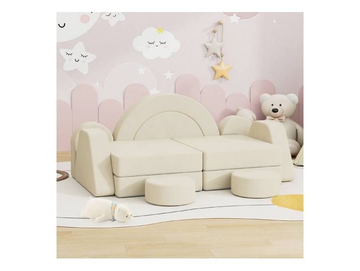 radelldar Kindersofa Modulare, 7 Teile/ 12 Teile aus Schaumstoff für Kinder, wasserdicht, 12 Teile, 7 Teile Blau/Beige, 12 Teile Grau/Beige/Blau/Rosa/