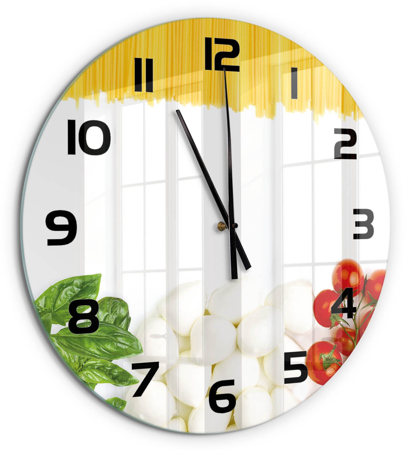 Tulup Wandklok Italiaanse vlag - Ronde glazen wandklok met motief en zwarte wijzers - Diameter: 60 cm
