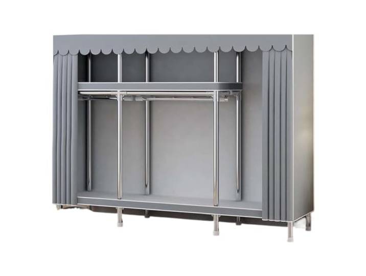 Einfacher Kleiderschrank mit Stahlrahmen, einfache Montage(Color-02-L240)