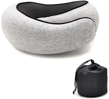 Perfect Picks Market Snail Style Travel Neck Pillow Soft Memory Foam U Shaped Neck Support Pillow For Travel & Noon Break light Gray
