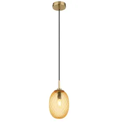 Deckenleuchte Pendelleuchte Hängeleuchte Esszimmerlampe Goldfarbe Glas Amber