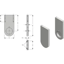 Cinetto, Kleiderschrank Zubehör, Schrankrohrlager zu Schrankrohr rund, Aluminium silberfarbig