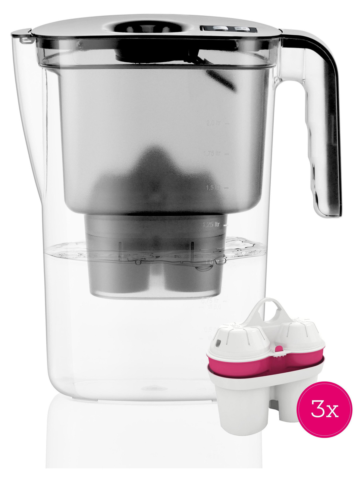 BWT VIDA MEI waterfilterkan, zwart, 26 liter met 3 filters