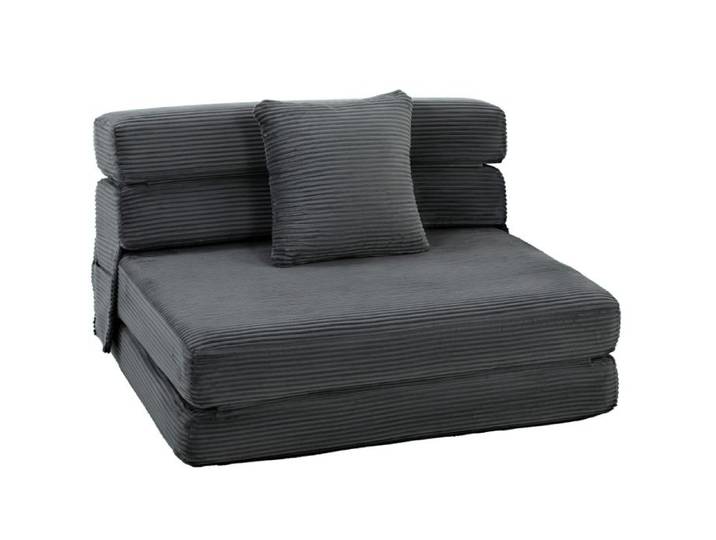 ROVRYN Fauteuil de sol convertible 2-en-1 100x193 cm chauffeuse pliante en polyester gris foncé