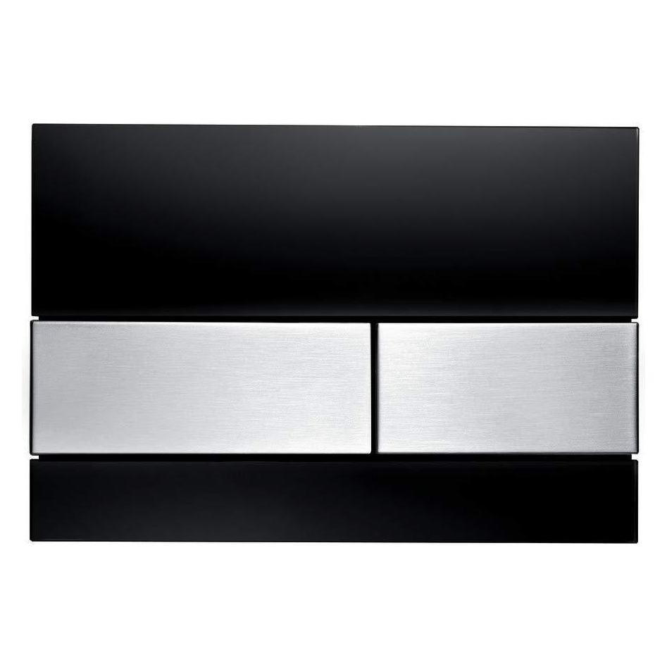 TECE Square WC Betätigungsplatte Glas schwarz, Tasten Chrom glänzend (9240807)