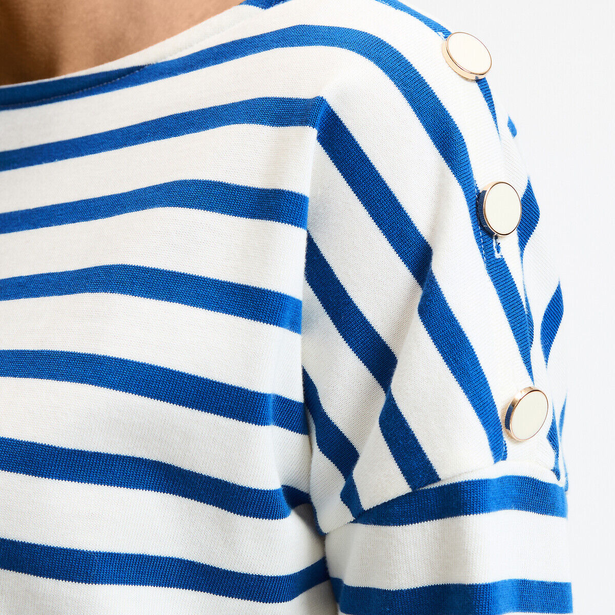 LA REDOUTE COLLECTIONS Tshirt marinière avec boutonnière à l'épaule, Signature AIMIE