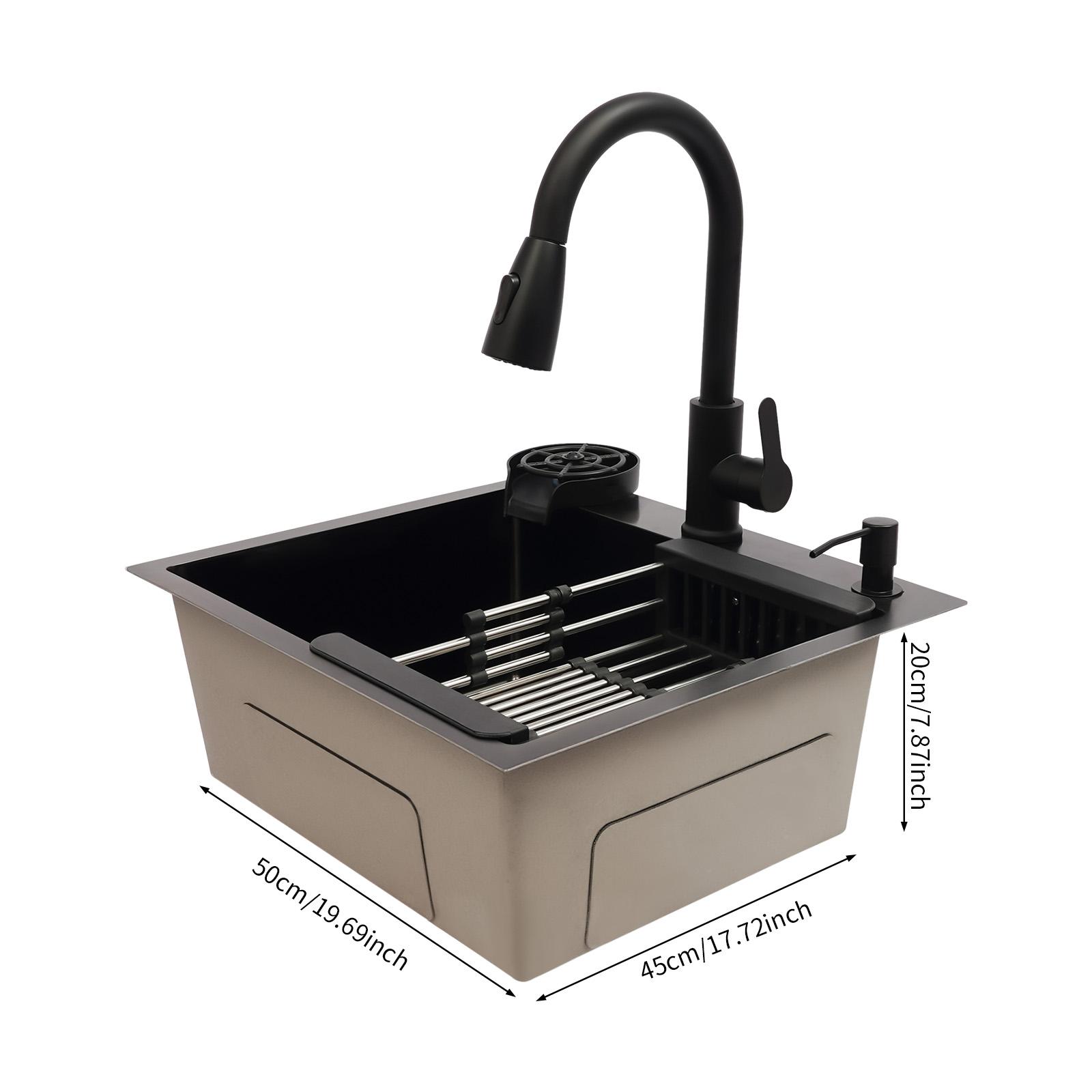 Küchenarmatur, multifunktional - Schwarz, ausziehbar - Modell 201, Edelstahl - Modernes Design