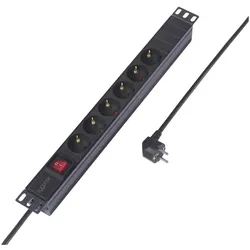 Sygonix, Steckdosenleiste, SY-6736978 Steckdosenleiste 19 Zoll 6fach Schwarz Schutzkontakt 1 St. (6x, CEE 7/4)