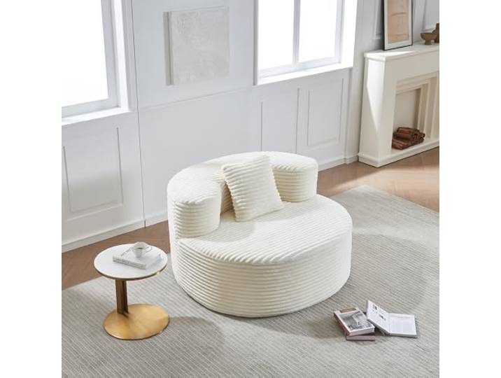 Softa Einzelsofa Cord-Stoff komfortabler dekomprimierbarer Einzelsessel, tragbares kleines Raumsofa für Schlafzimmer, Wohnung, Büro, kleines Haus Beige