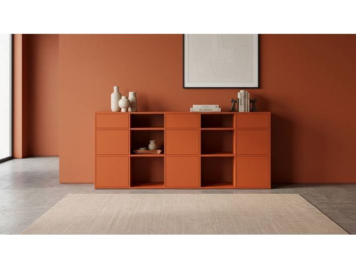 Oranges Sideboard mit vielen Optionen wie vom Tischler, Orange Kommode MDF Lackiert Rot­orange