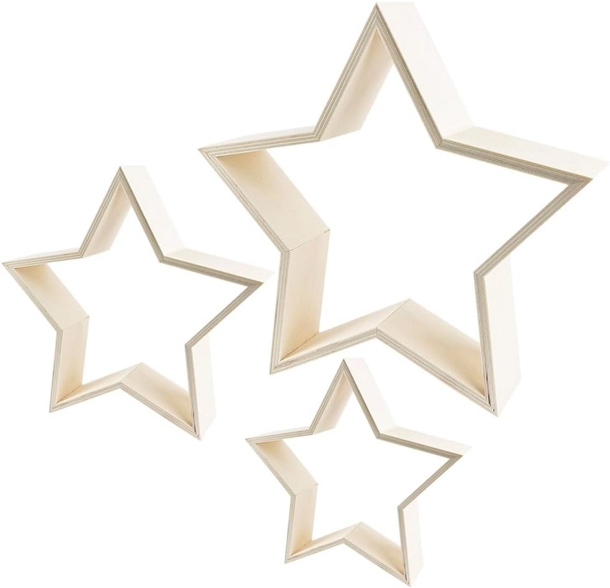 Set van 3 houten sterrenlijsten voor decoratie