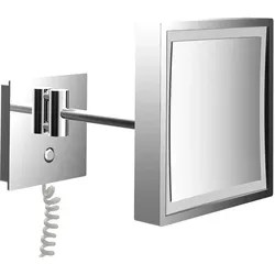 emco LED Rasier- und Kosmetikspiegel, einarmig, mit Spiralkabel, eckig, chrom, 109406010