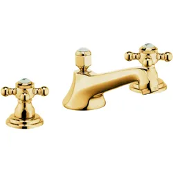 Kludi 1926 Waschtisch 3 Loch Armatur 510464520 vergoldet, mit Ablaufgarnitur