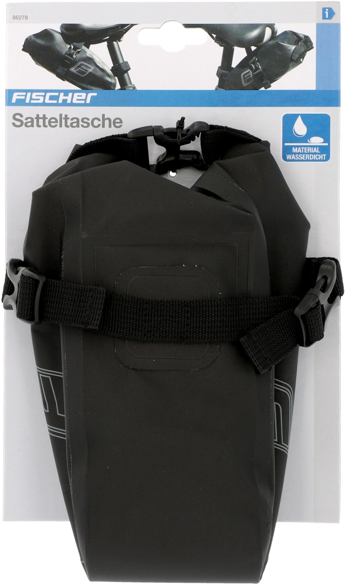 Fahrradtasche FISCHER FAHRRAD, schwarz (weiß, neutral), Taschen, B/H/T: 8cm x 17cm x 26,5cm, PVC, Polyester, Fahrradtasche, B:8cm H:17cm T:26,5cm