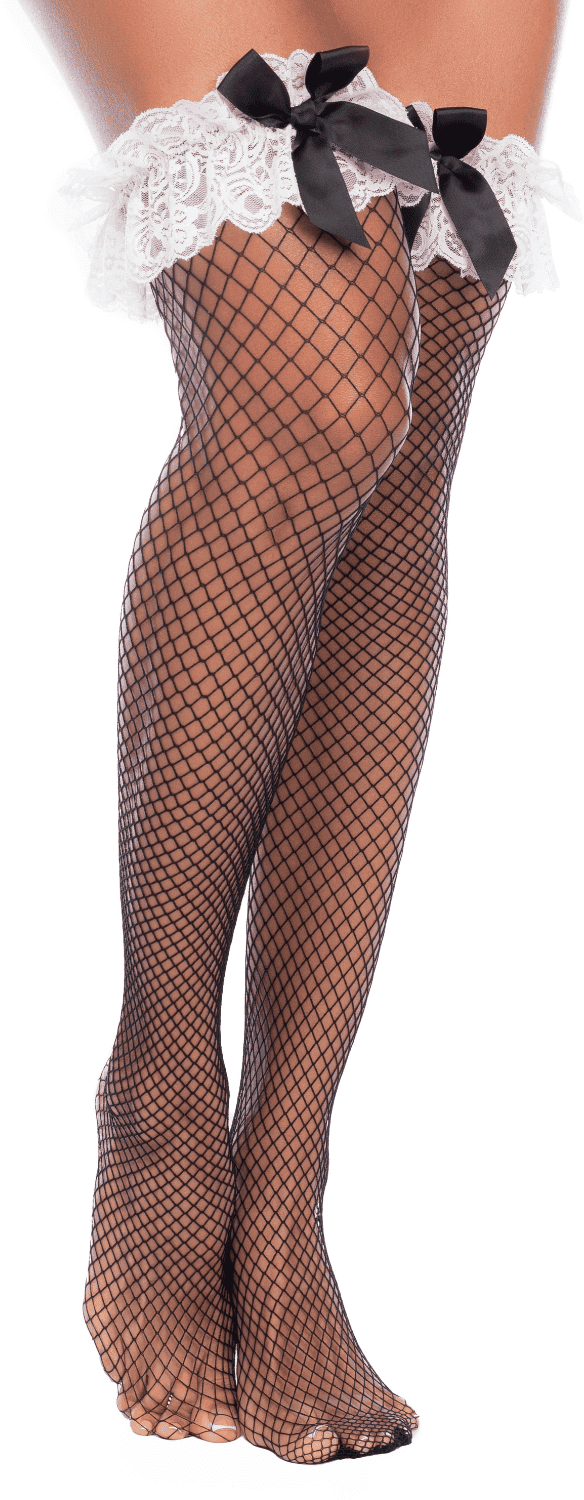 Mapalé Bas résille noirs style soubrette mi‑cuisse